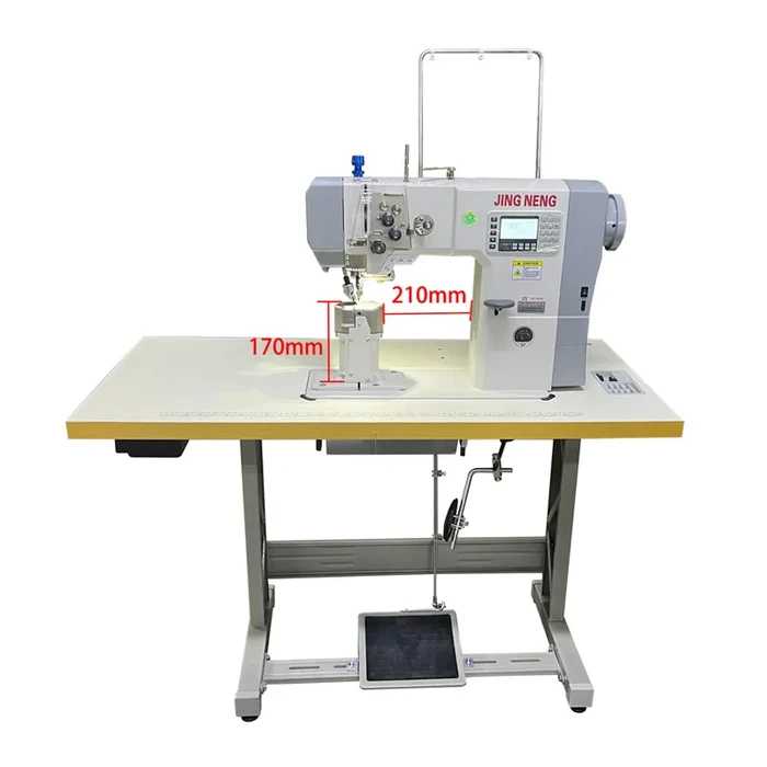 Double Needle Post Bed Sewing Machine JN5-2/JN6-2 for Shoes | Button Type Stepper Feed